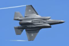 Aomori Prefecture, Japan - September 11, 2022:Japan Air Self-Defense Force Lockheed Martin F-35A Lightning II stealth multirole fighter.
